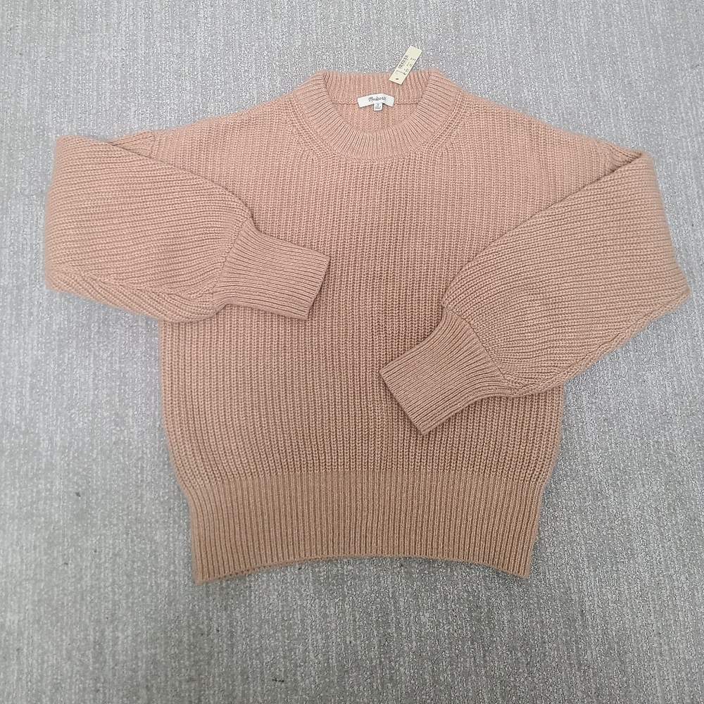 Madewell Balloon Sleeve Merino Wool Beige Sweater NWT - Picture 1 of 5